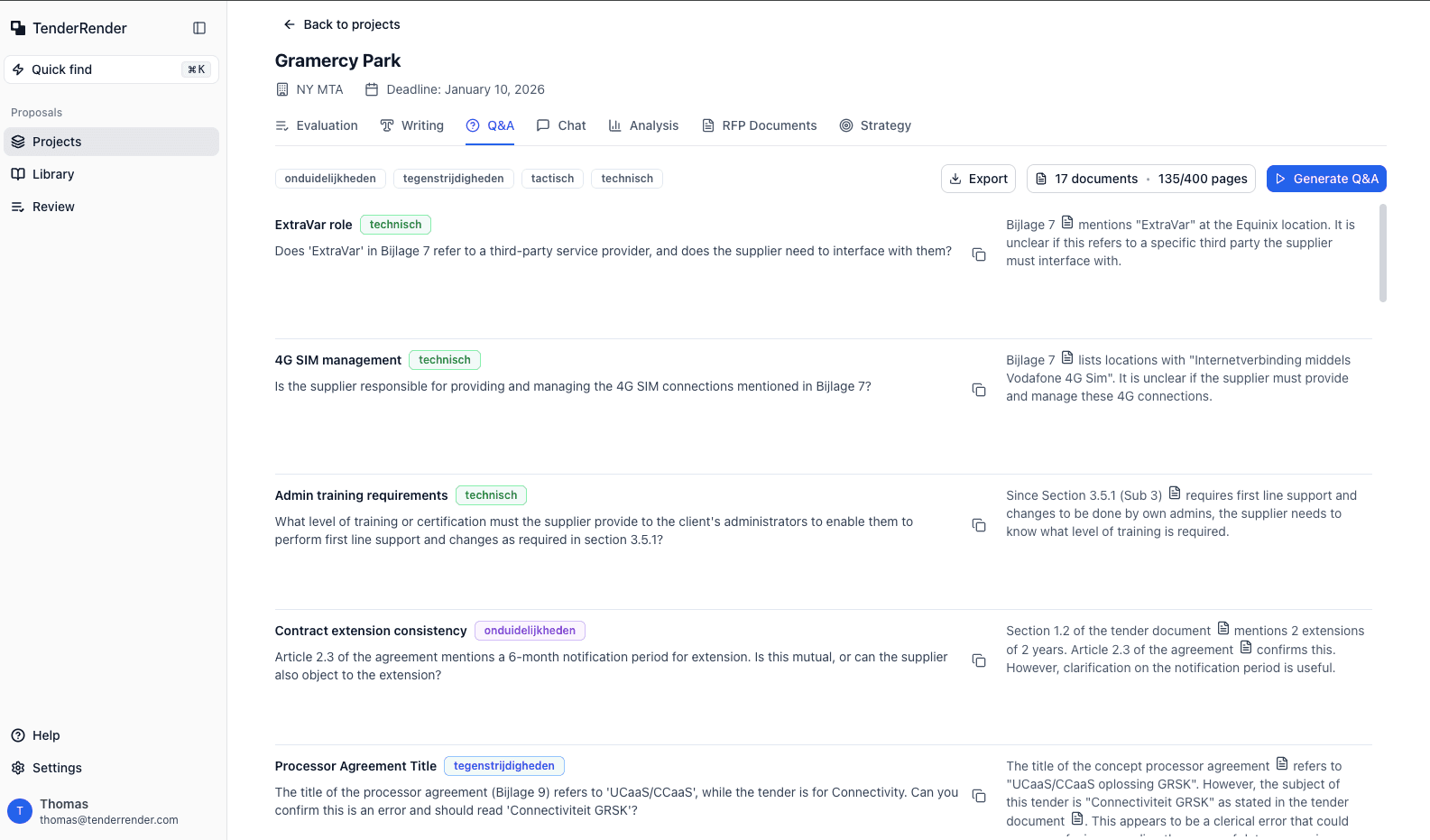 NvI-vragen generator interface met gecategoriseerde verduidelijkingsvragen