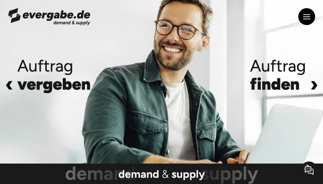 Screenshot der Website von evergabe.de